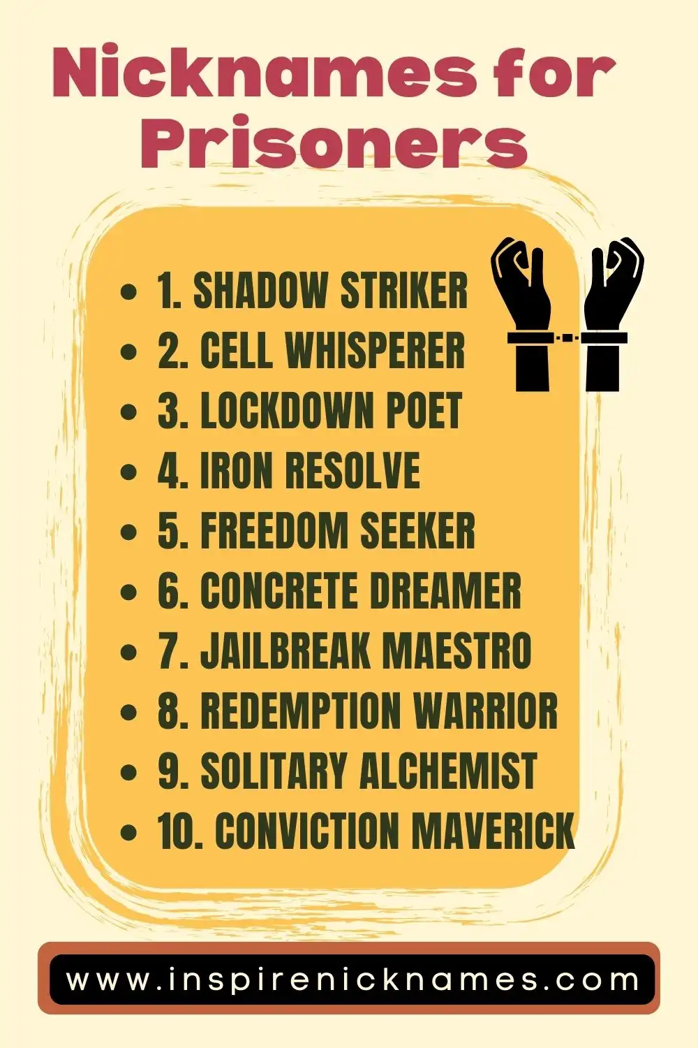 Nicknames for Prisoners List Ideas