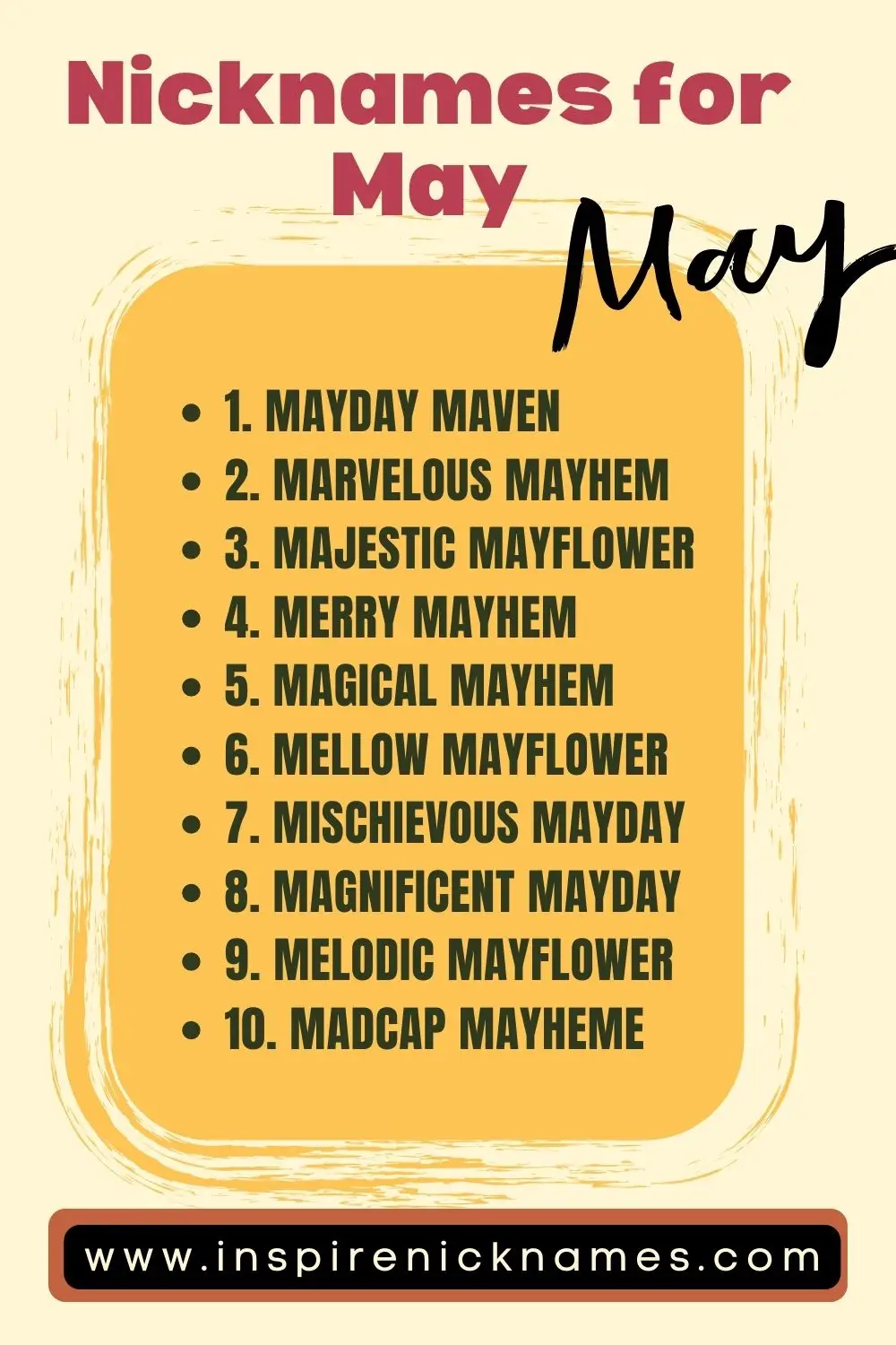 nicknames for may list ideas
