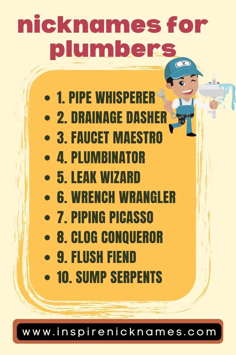 nicknames for plumbers list ideas