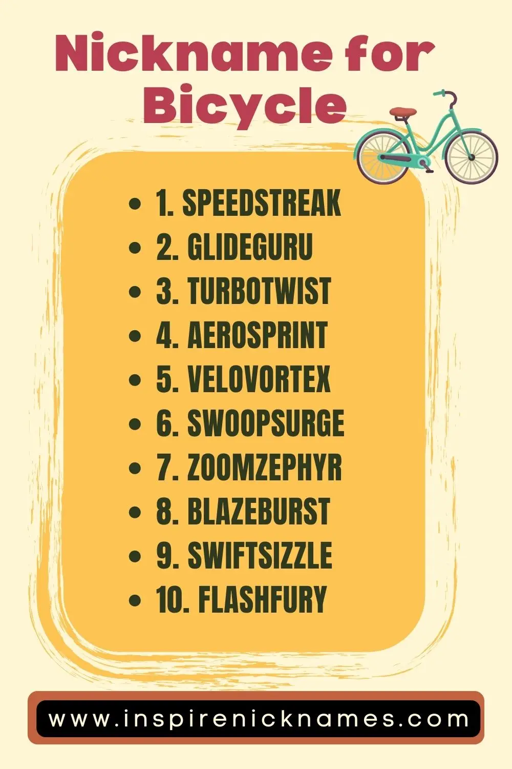 nickname for bicycle list ideas
