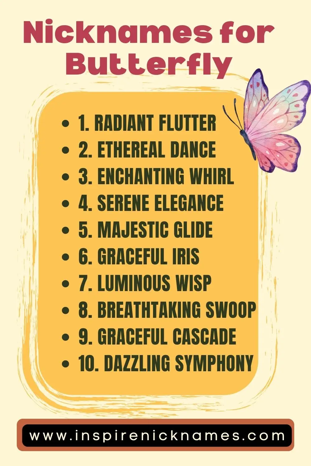 nickname for butterfly list ideas