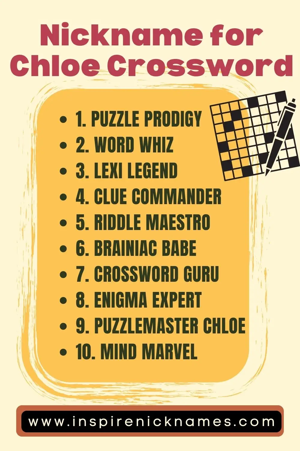 nickname for chloe crossword list ideas