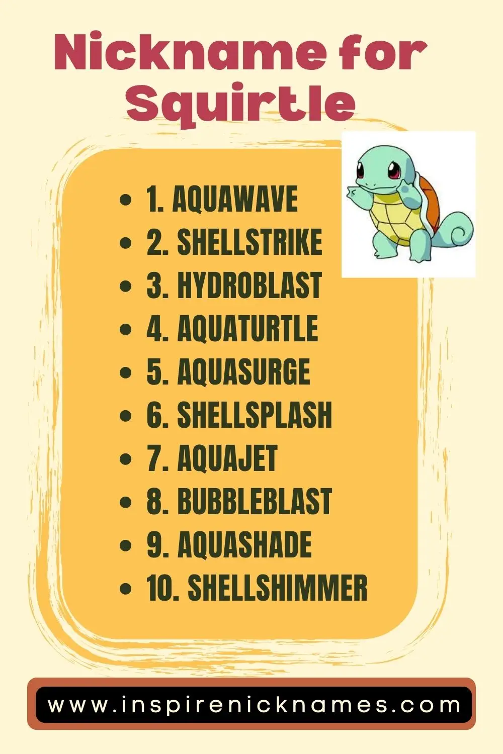 nickname for squirtle list ideas