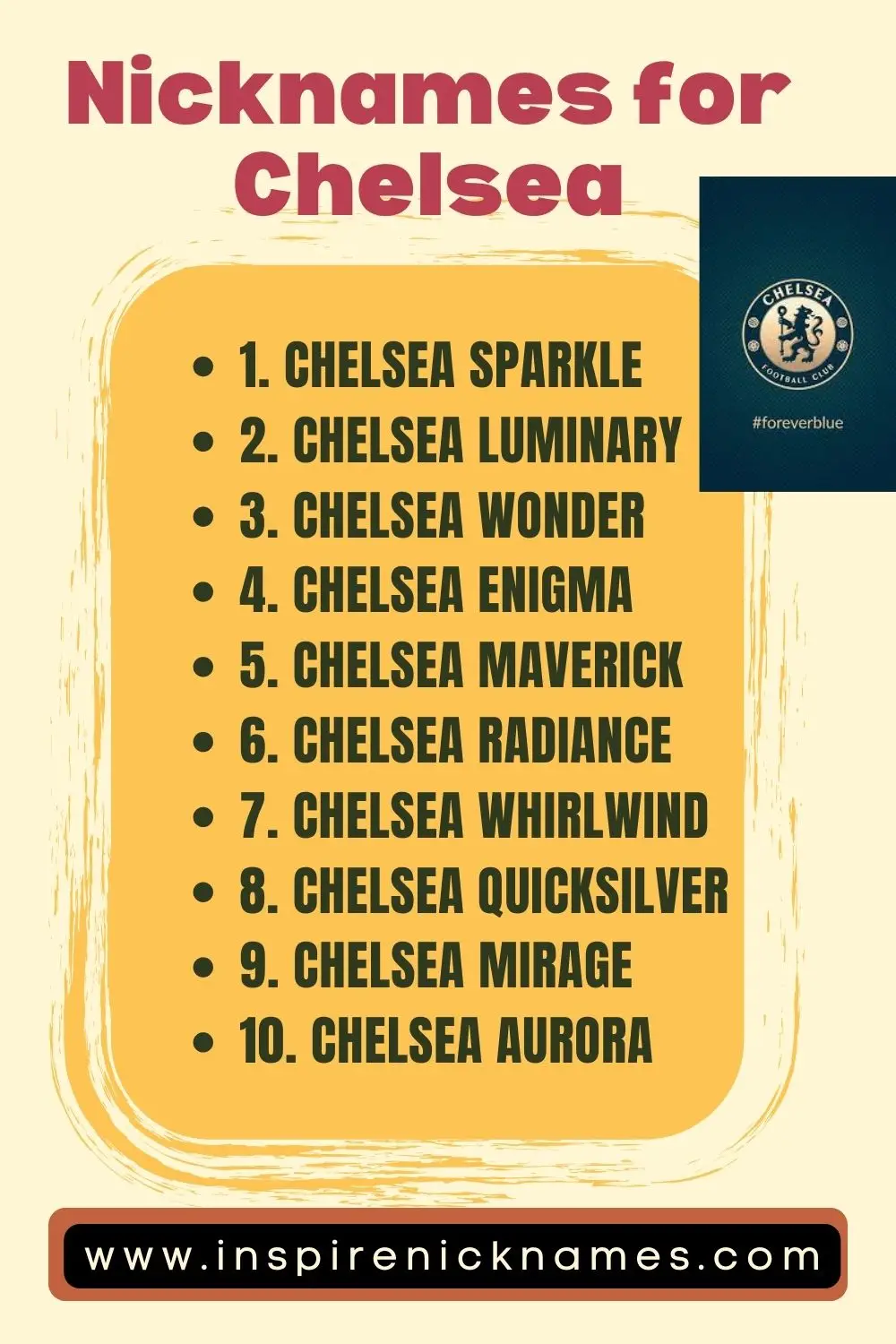 nicknames for Chelsea list ideas