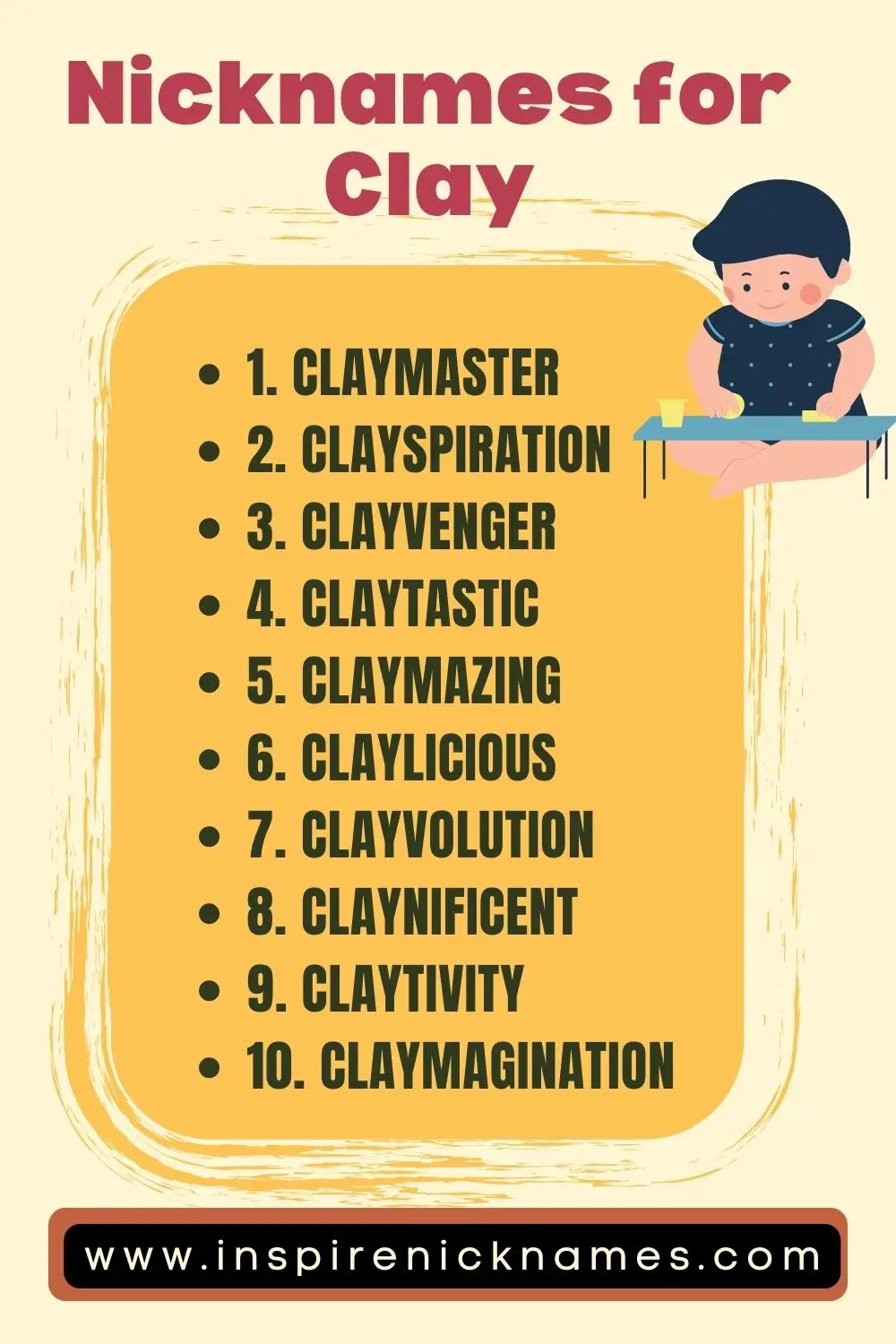 nicknames for clay list ideas