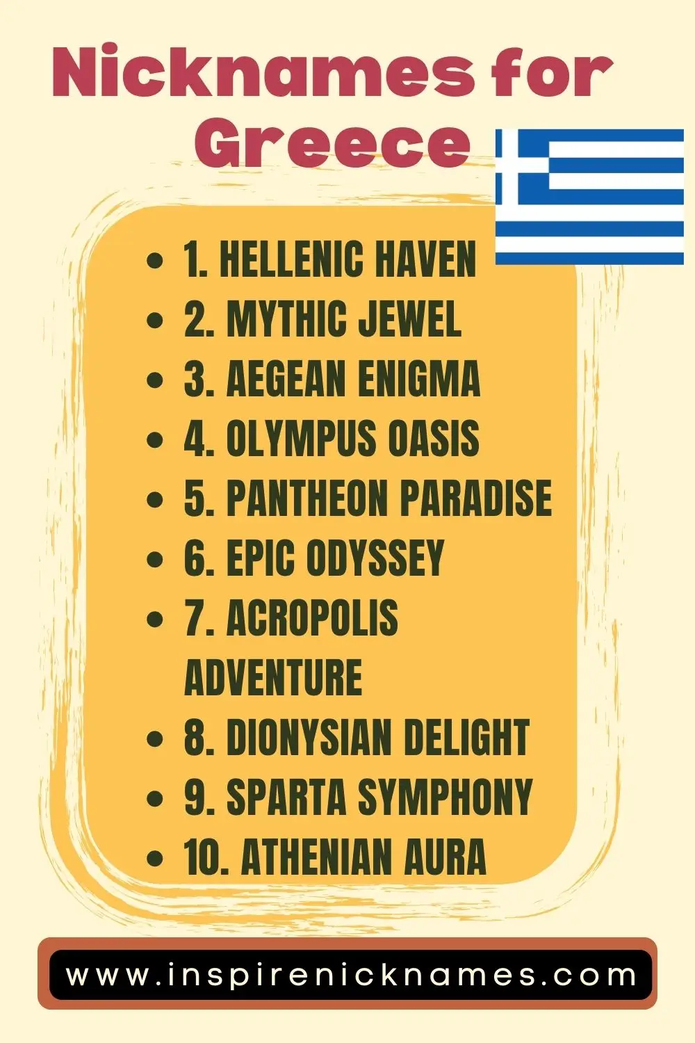 nicknames for Greece list ideas