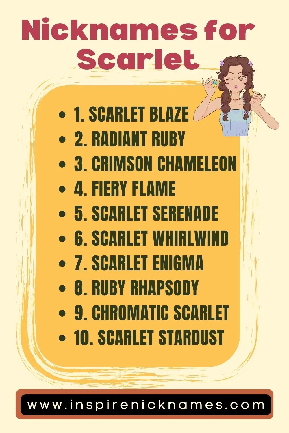 nicknames for scarlet list ideas