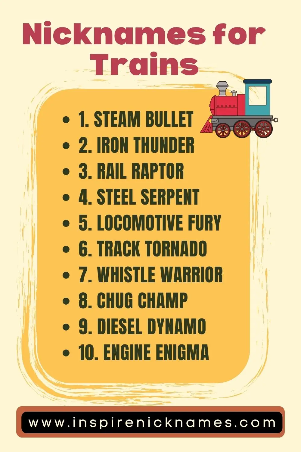 nicknames for trains list ideas