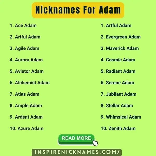 Nicknames for Adam list ideas