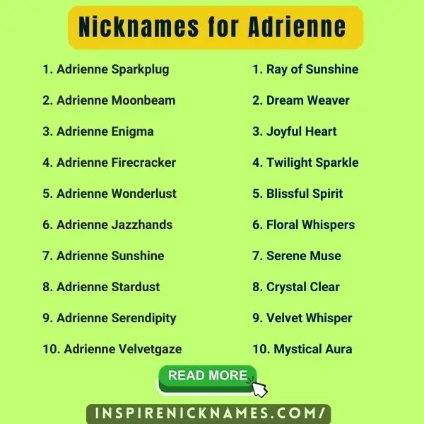 Nicknames for Adrienne list ideas