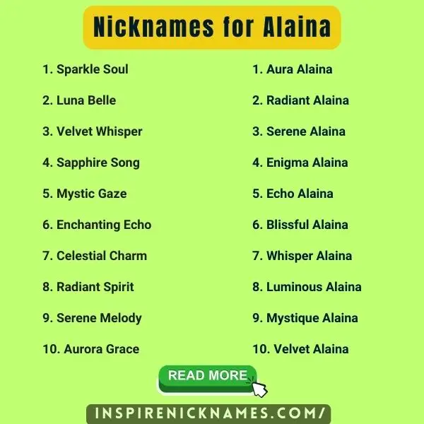 Nicknames for Alaina list ideas