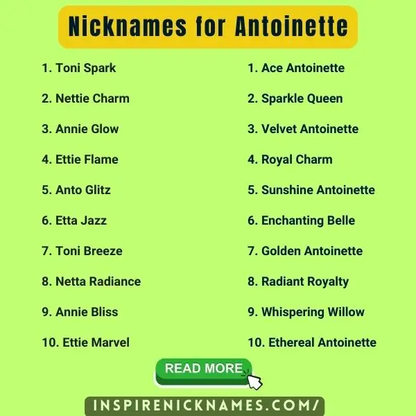 Nicknames for Antoinette list ideas