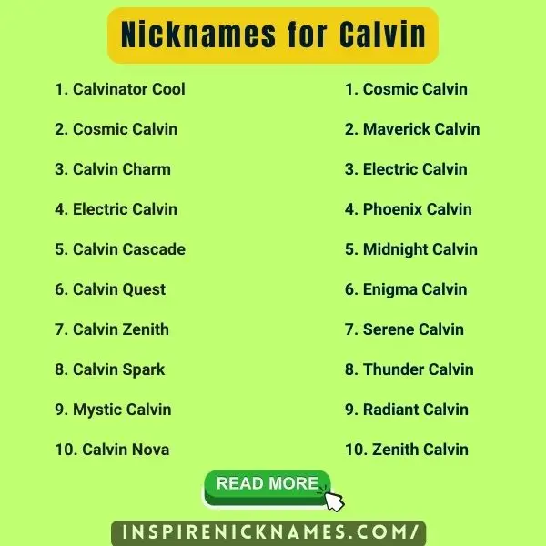 Nicknames for Calvin list ideas