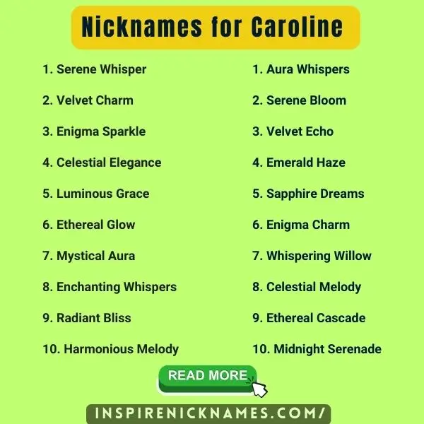 Nicknames for Caroline list ideas