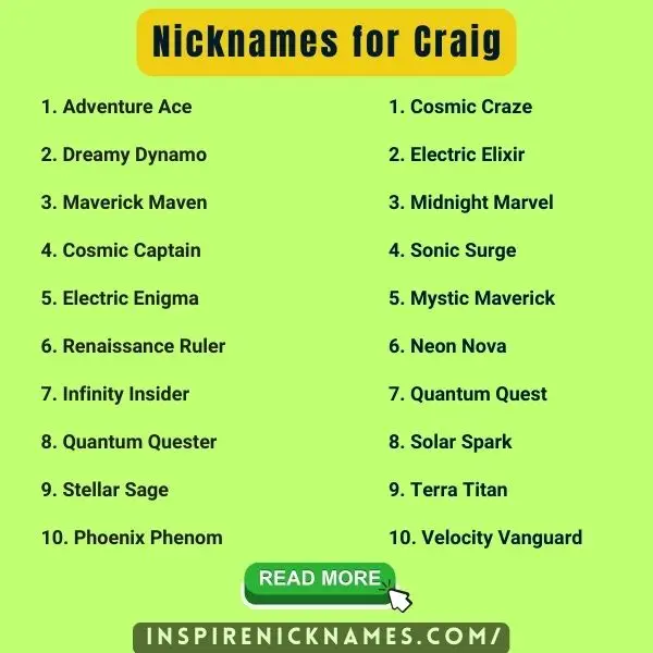 Nicknames for Craig list ideas
