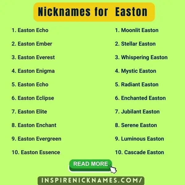 Nicknames for Easton list ideas