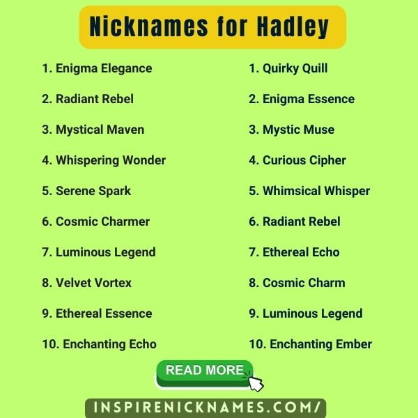 Nicknames for Hadley list ideas
