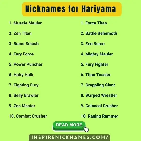 Nicknames for Hariyama list ideas