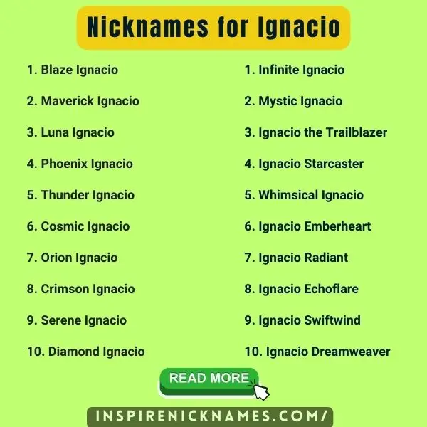 Nicknames for Ignacio list ideas
