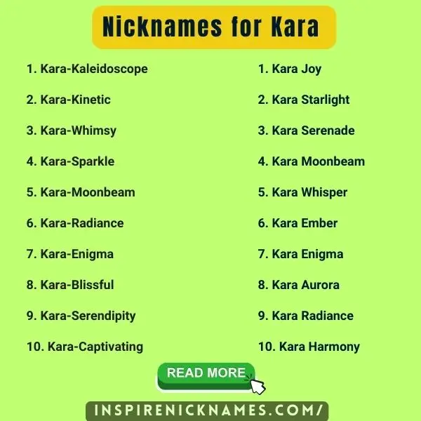 Nicknames for Kara list ideas
