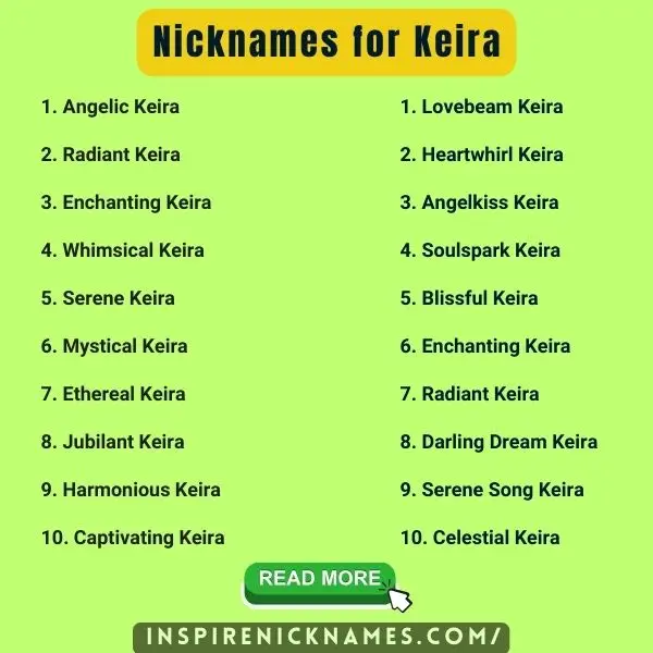 Nicknames for Keira list ideas