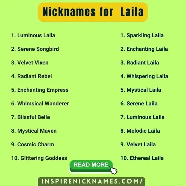 Nicknames for Laila list ideas