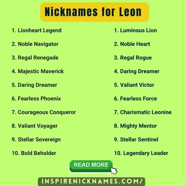 Nicknames for Leon list ideas