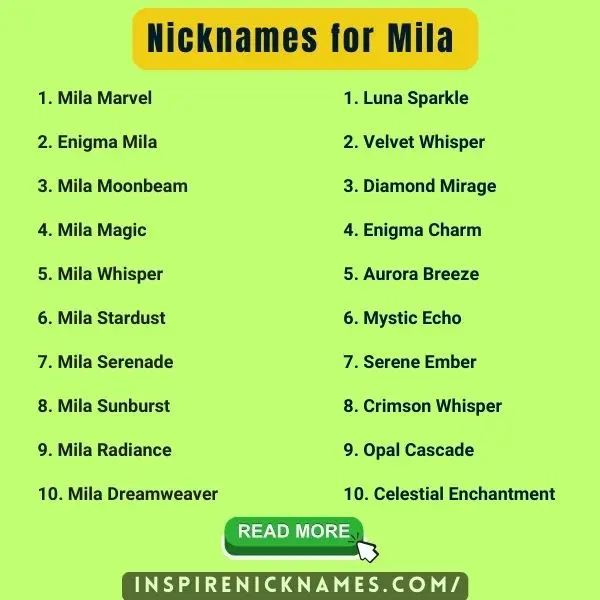Nicknames for Mila list ideas