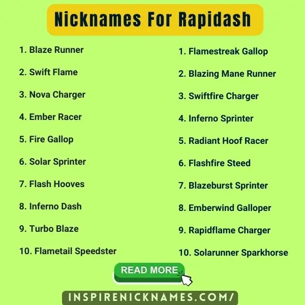 Nicknames for Rapidash list ideas