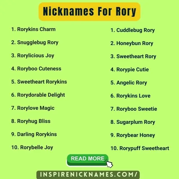 Nicknames for Rory list ideas