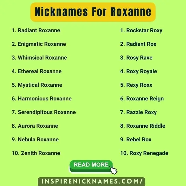 Nicknames for Roxanne list ideas