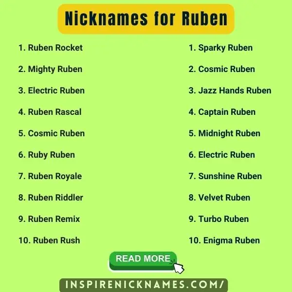 Nicknames for Ruben list ideas