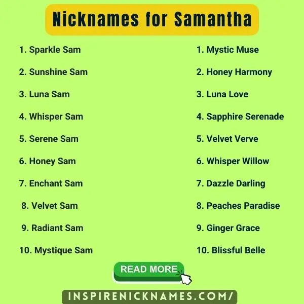 Nicknames for Samantha list ideas
