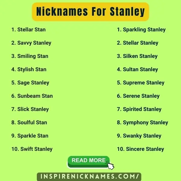 Nicknames for Stanley list ideas