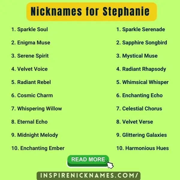 Nicknames for Stephanie list ideas