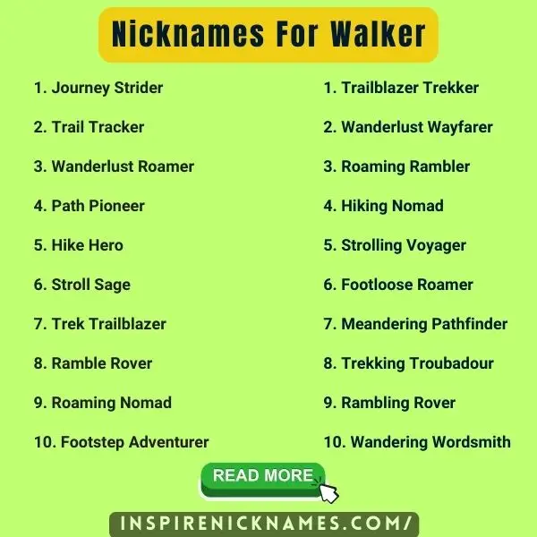 Nicknames for Walker list ideas