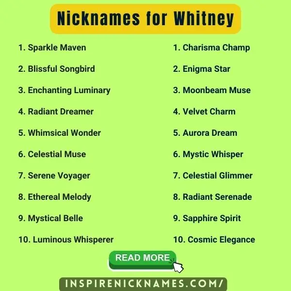 Nicknames for Whitney list ideas