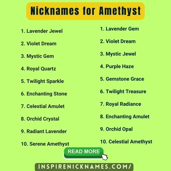 Nicknames for amethyst list ideas