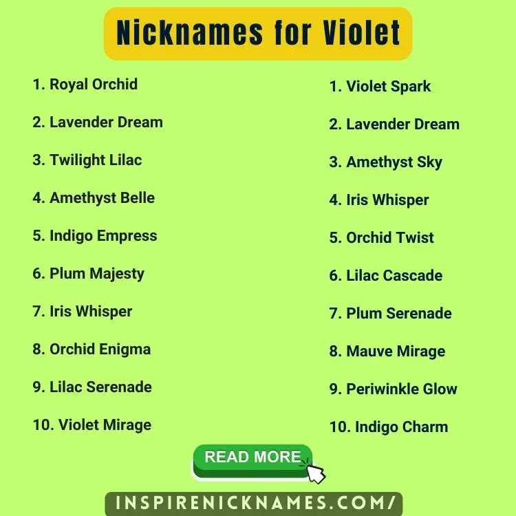 Nicknames for violet list ideas