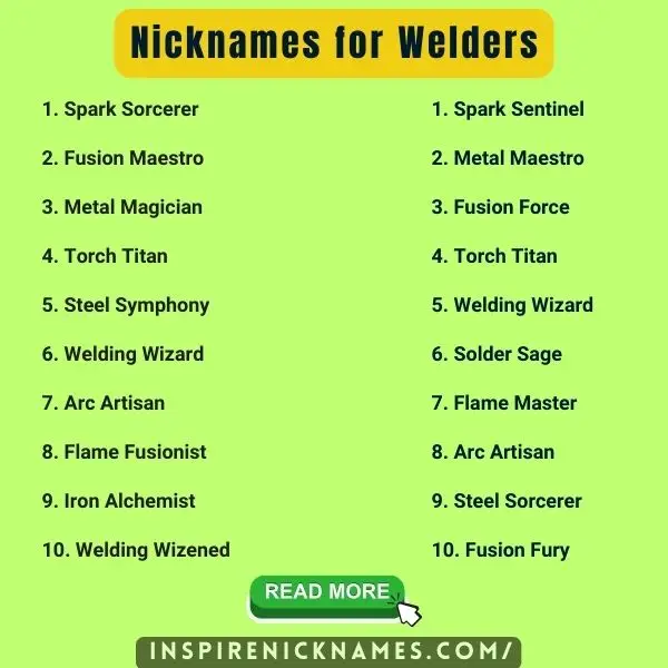 Nicknames for welders list ideas
