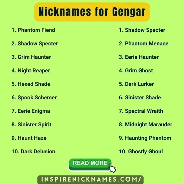 nicknames for gengar list ideas