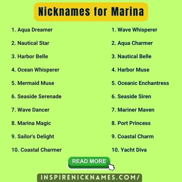 nicknames for marina list ideas