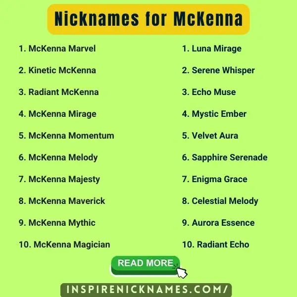 nicknames for mckenna list ideas