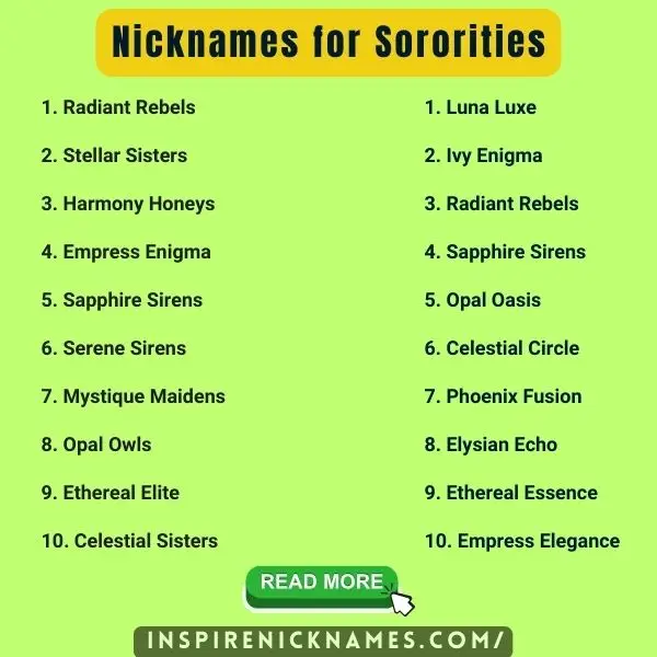 nicknames for sororities list ideas