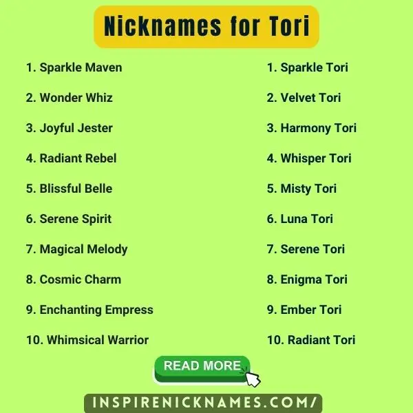 nicknames for tori list ideas
