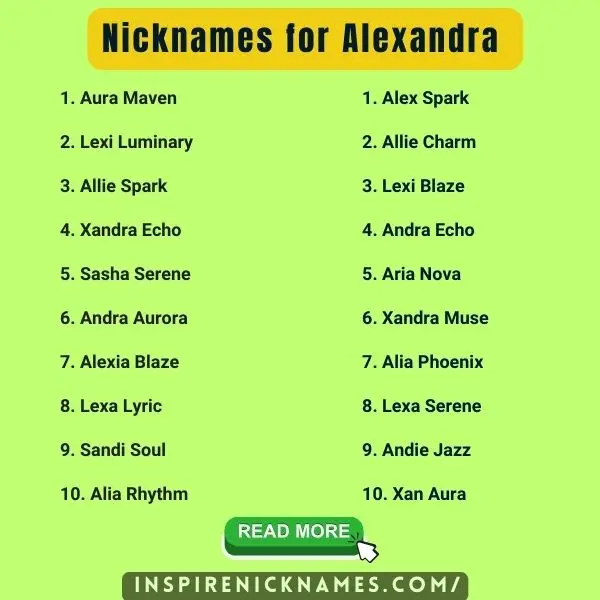 Nicknames for Alexandra list ideas