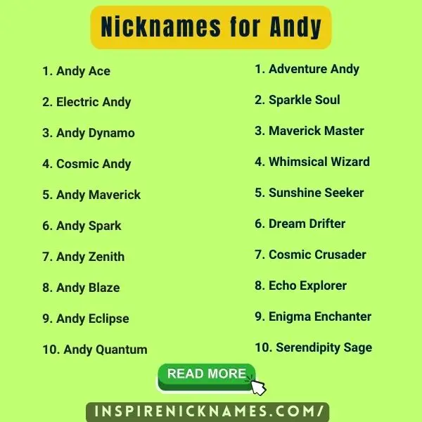 Nicknames for Andy list ideas