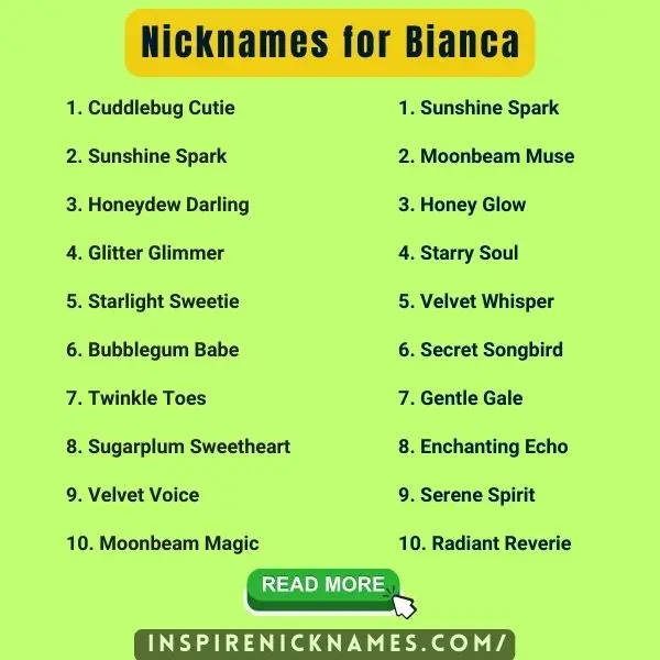 Nicknames for Bianca list ideas