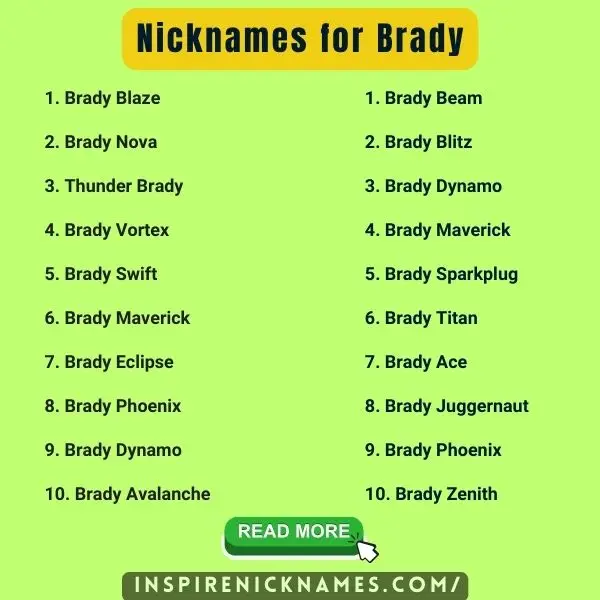 Nicknames for Brady list ideas