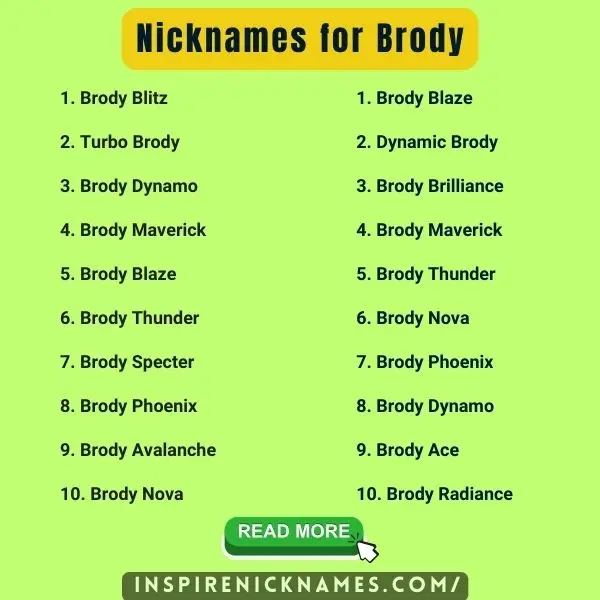 Nicknames for Brody list ideas
